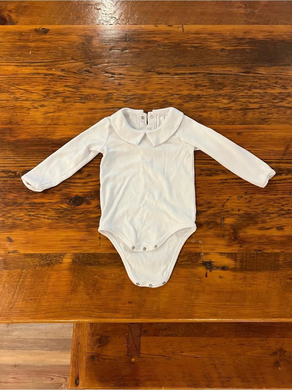 Primary, Organic Cotton Long Sleeve Peter Pan Bodysuit, Size 18 months